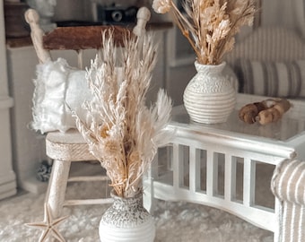 1:12 Miniature Beach Grass Bouquet Decor | Beachy Dollhouse Vase