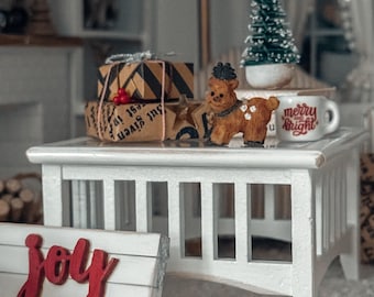 Figuras navideñas en miniatura, decoración de animales del bosque/figuras de invierno para casa de muñecas, Papá Noel, muñeco de nieve