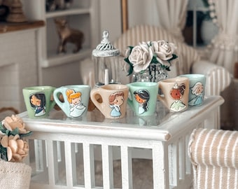 Tazas de princesas en miniatura, personajes de dibujos animados