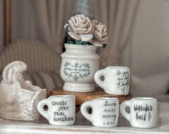 Miniature Quotes and Sayings Coffee Mug | line art decor minimalist style