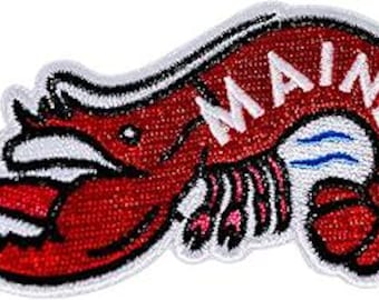Maine Embroidered Patch Lobster Red Iron On Sew On Badge New England Travel Souvenir Backpack Jacket Decorative Clothing Accessory Gift