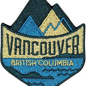 Vancouver British Columbia Patch, Canada Mountain Embroidered Iron On, Nature Hiking Travel Souvenir, PNW Adventure Badge for Hat Backpack
