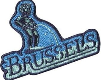 Brussels Manneken Pis Embroidered Patch, Belgium Souvenir Iron On, Peeing Boy Travel Badge, Europe Vacation Gift