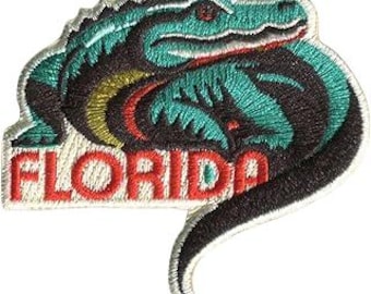 Florida Embroidered Patch Alligator Iron On Sew On Badge Florida Travel Souvenir Gator Backpack Jacket Decorative Clothing Accessory Gift