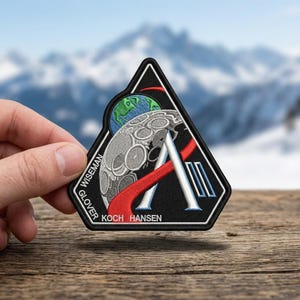 Space Mission Crew Patch Embroidered Iron On, Lunar Exploration Badge, Astronaut Team Emblem, Sci Fi Space Patch Gift