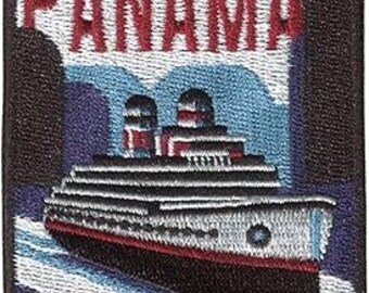 Panama Canal Patch Embroidered Iron On Badge, Cruise Ship Travel Souvenir, Nautical Central America Gift, Adventure Backpack Jacket Decor