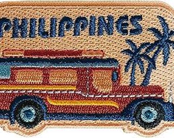 Philippines Embroidered Patch Jeepney Palm Tree Iron On Sew On Badge Filipino Travel Souvenir Backpack Jacket Decorative Accessory Gift