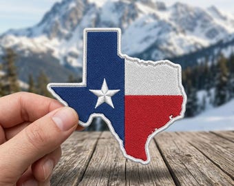 Texas State Shape Patch, Lone Star Flag Embroidery Iron On, Texas Pride Badge, Souvenir Gift for Texans, Lone Star State Clothing Applique