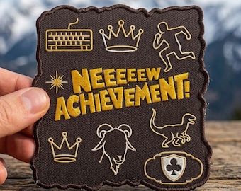 New Achievement Unlocked Patch, Gamer Embroidery Iron On, Funny Video Game Badge, Keyboard Crown Dino Applique, Geeky Gaming Gift for Men