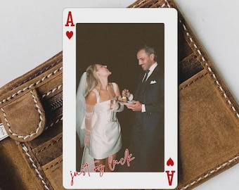 Custom Metal Photo Wallet Card, Couple Playing Cards, Wedding Photo Gift, Anniversary Gifts for Husband, Photo Love Note Card