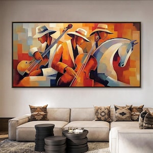 Handmade Abstract Music Oil Painting 3D Textured Wall Art Large Modern Nature Canvas Personalised Gift Luxurious Home Decor Studio Painting