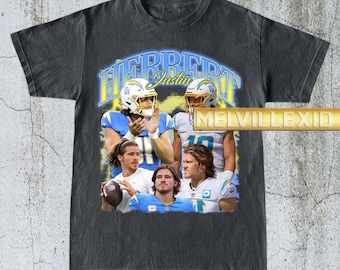Vintage Justin Herbert Shirt, Football Fan Apparel, Chargers Merch, NFL Player Tee, Unisex Sports T-shirt, Sports Gift, Trendy T-Shirt MV65