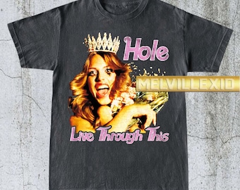 ヴィンテージ Hole Live Through This シャツ、バンドTシャツ、ロックミュージックTシャツ、オルタナティブロックシャツ、音楽愛好家、コンサートTシャツ、ユニセックスTシャツ MV55