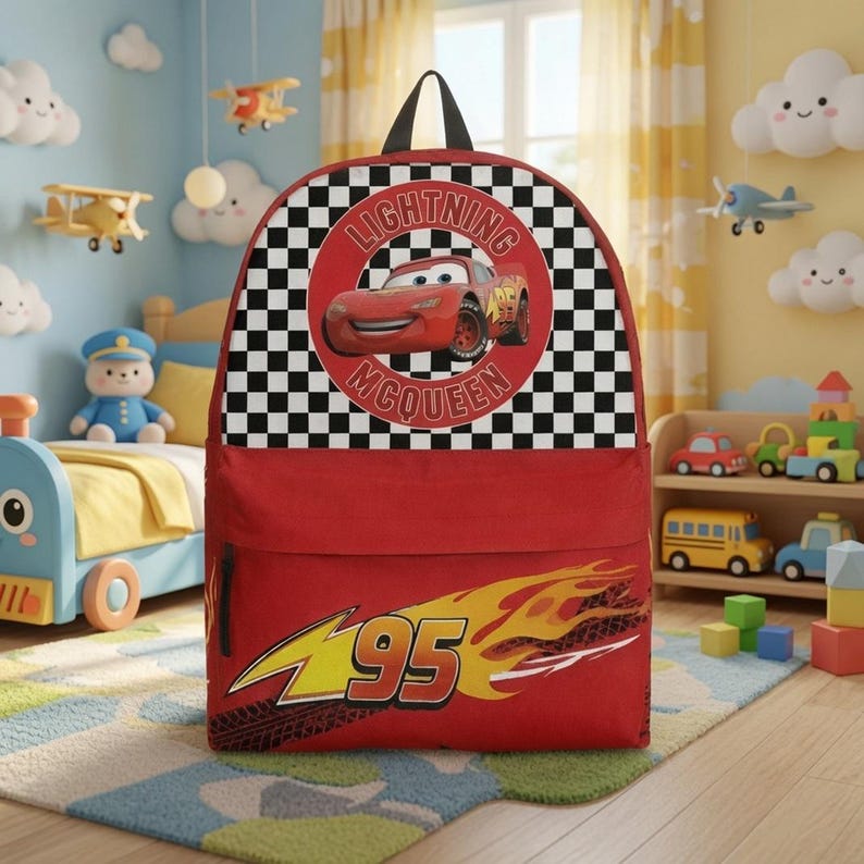 Lightning McQueen Cars Backpack, DisneyCars Backpack, Back to School Bag, Disneyland Pixar Cartoon Bag, Kids Backpack image 2