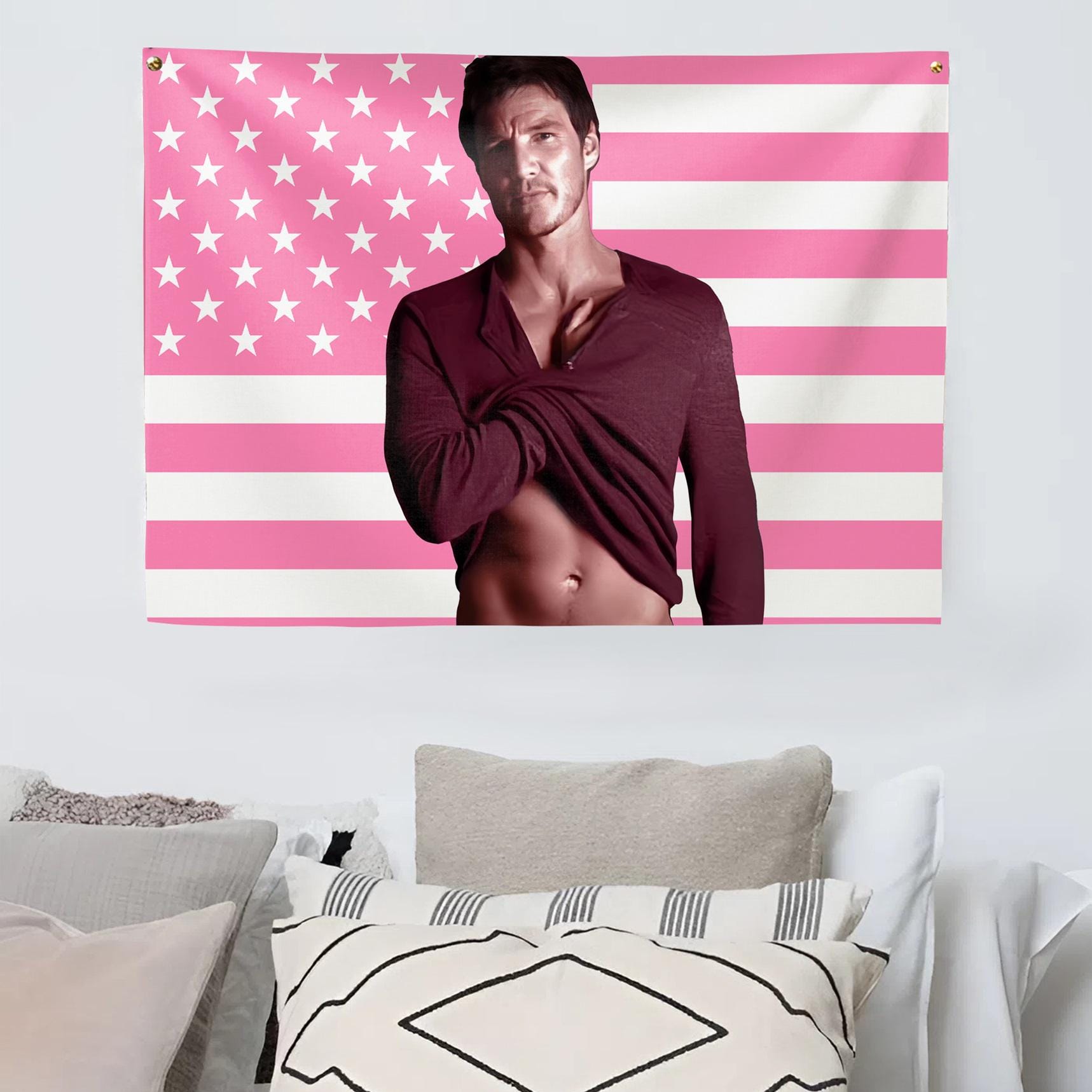 Drapeau Déco Pedro Pascal – Motif Fun Et Coloré, Dimensions 90x150 Cm, Polyester – Pour Chambre, Salon, Festival Ou Cadeau Fan