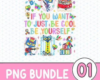 Si quieres ser genial, simplemente sé tú mismo Png, Concienciación sobre el autismo Png, Pete el gato Png, Regalo para amantes de los dibujos animados, Salud mental Png