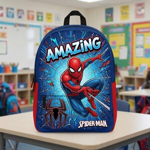 Mochila de Spider-Man: Mochila escolar de superhéroes para niños, mochila de superhéroes para la vuelta al cole, regalo retro de Spider-Man para la vuelta al cole. imagen 3