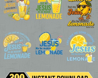 6 PNGs Life Gave Me Some Lemons Bundle, But My Jesus Png, He Be Makin' Lemonade, Christian Png, God's Got My Back Png, Digital Download