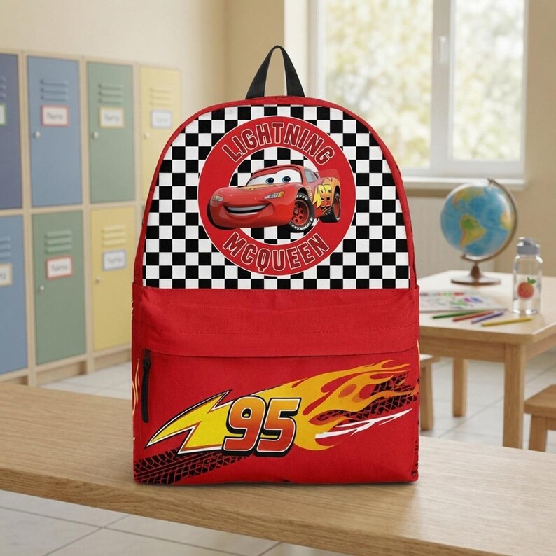 Lightning McQueen Cars Backpack, DisneyCars Backpack, Back to School Bag, Disneyland Pixar Cartoon Bag, Kids Backpack image 3