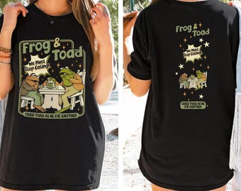 Camiseta de doble cara con diseño de rana y sapo, con gráficos de libros clásicos de los 90, ideal como regalo para amantes de los libros, camisetas vintage de naturaleza.