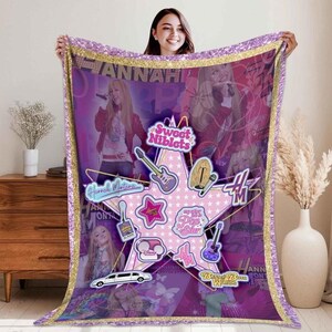Hannah Montana 20Th Anniversary Blanket, Disneyland Hannah Montana Blanket, Disneyland Channel Pop Star Blanket, Disneyland Family Trip image 1