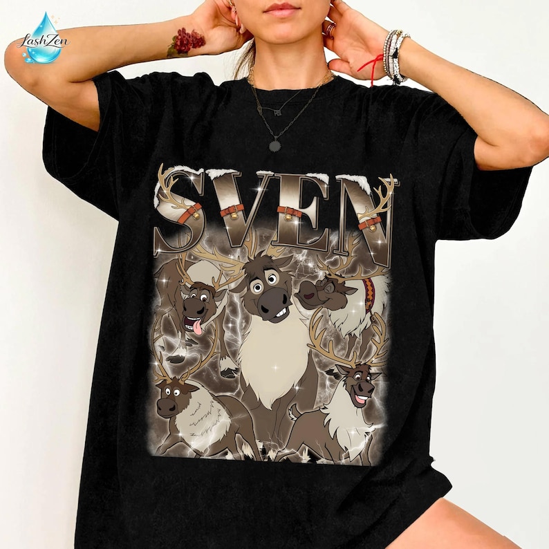 Comfort Colors Bootleg Disneyland Sven Reindeer Shirt, Disneyland Frozen Group Matching Tee, Birthday Girl Trip, Family Vacation Outfits image 1