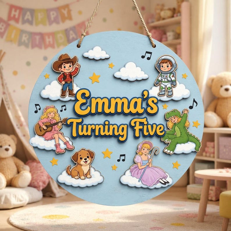 Personalized Toy Story Nursery Name Sign, Pixar Toy Story 5 Kids Room Door Sign, I Knew It I Knew You Inspired Room Sign image 1