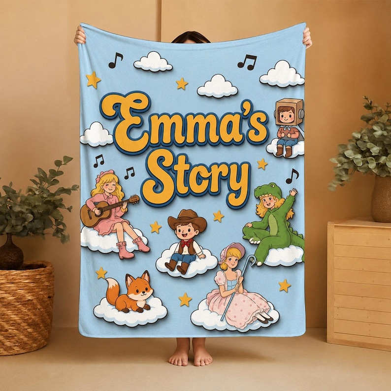 Personalized Toy Story Nursery Blanket, You've Got A Friend In Me, Pixar Toy Story 5 Kids Blanket, Toy Story Inspired Blanket image 1