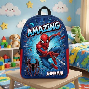 Mochila de Spider-Man: Mochila escolar de superhéroes para niños, mochila de superhéroes para la vuelta al cole, regalo retro de Spider-Man para la vuelta al cole. imagen 1