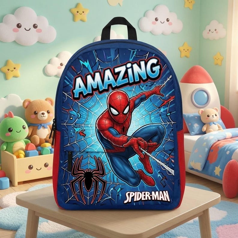 Mochila de Spider-Man: Mochila escolar de superhéroes para niños, mochila de superhéroes para la vuelta al cole, regalo retro de Spider-Man para la vuelta al cole. imagen 2