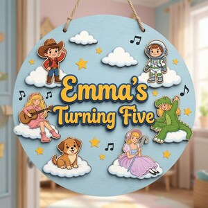 Personalized Toy Story Nursery Name Sign, Pixar Toy Story 5 Kids Room Door Sign, I Knew It I Knew You Inspired Room Sign image 2