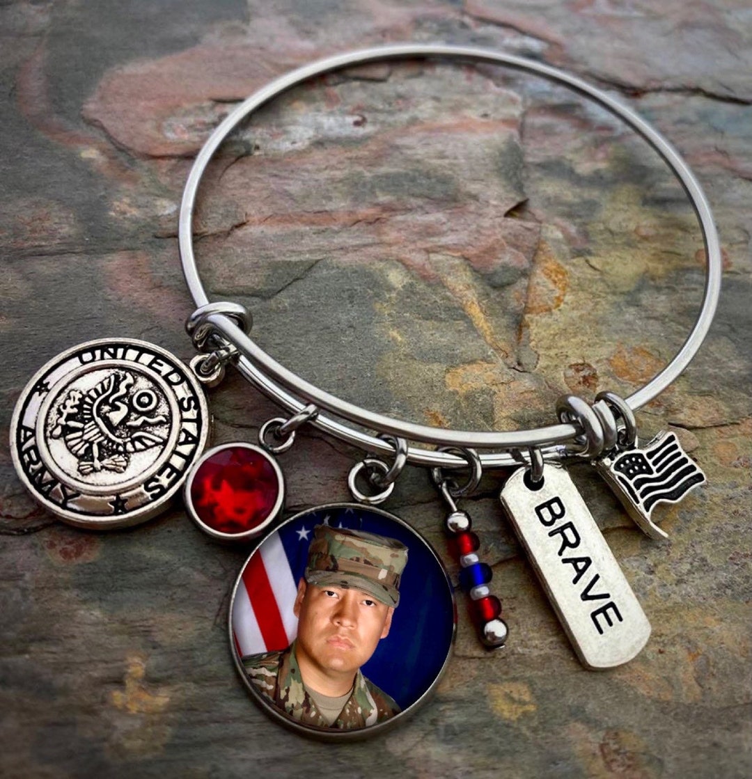 Military Photo Bracelets Stainless Adjustable Bangle Bracelet ARMY MARINES NAVY Coast Guard Air