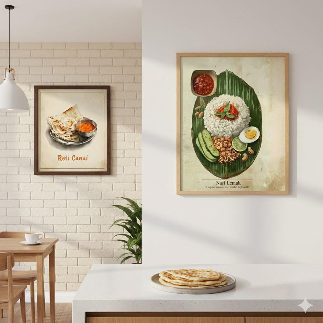 Poster Roti Design Vintage Malaysian Food Poster – Roti Canai Kitchen Art, Set of 3 - Etsy
