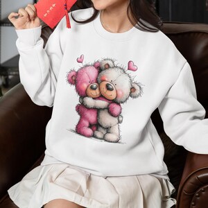 Personalized Teddy Bear Sweatshirt, Cute Hugging Bears, Custom Name Gift, Anniversary Gift, For Couples, Cute Bears, Romantic Gift