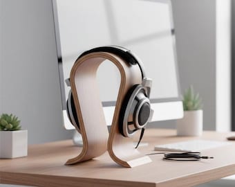 Walnoothouten headsetstandaard: elegante houder voor gaming-hoofdtelefoon