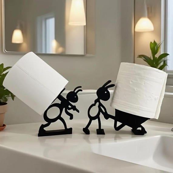 ToiletPal | 2 stuks 3D-geprinte wasbeer-toiletrolhouder - Leuke