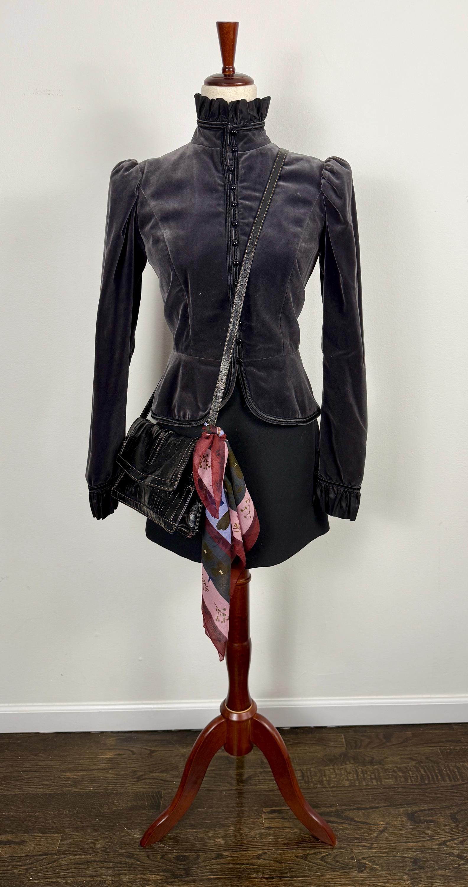 Late 1970s Yves Saint Laurent Rive Gauche Velvet Military Jacket