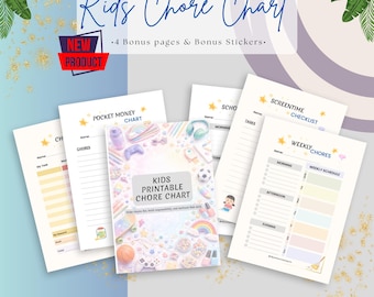 Kids Chore Chart | Weekly Responsibility, Routine Tracker (Instant Download PDF)