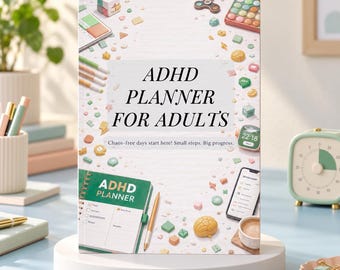 ADHD Planner for Adults Printable, Executive Function Journal, Brain Dump, Time Blocking, Body Doubling Log, GoodNotes, A4 US Letter PDF