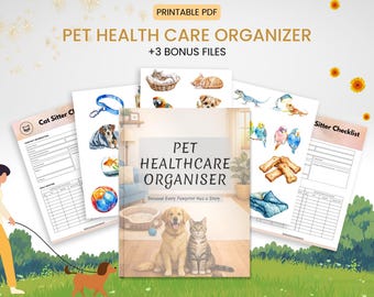 Pet Health Planner Printable | Dog & Cat Medical Records | Vet Visit Log | Vaccination Tracker PDF | Pet Care Journal | Instant Download