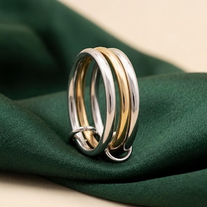 Non Tarnish Ring, Two-Tone Interlocking Rolling in 316L Surgical Steel