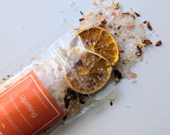 Aromatherapy Magnesium Bath Soak Salts - Uplifting Ritual Bath, Relaxing bath salts, Pure Essential Oils, Dried Herbs and Orange slices