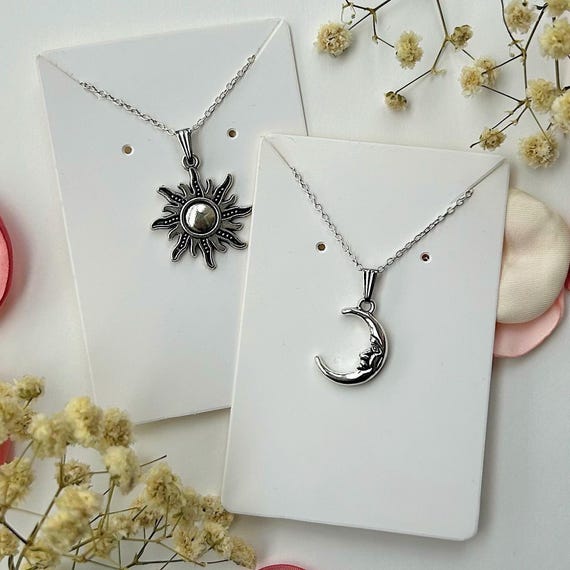 Sun and Moon Matching Necklace Set, Celestial Couples Jewellery Gift, Best Friend Necklaces, Witchy Friendship Necklaces