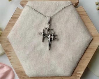 スターリングシルバーの四角い星のチャームネックレス - Etsy 日本