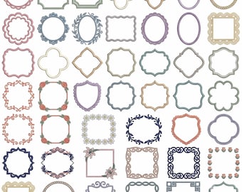Pacote de Bordados Vintage com Moldura, Arquivos de Bordado à Máquina para Monogramas e Bordas
