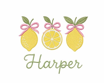 Archivo de diseño de bordado de limón, patrón de bordado a máquina con el nombre Coquette Lemon