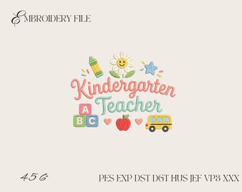 Kindergarten Teacher Embroidery Design, Cute School Teacher Machine Embroidery File PES DST EXP