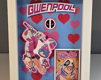 5x7 Gwenpool 3D Shadowbox – Handcrafted Fan Art