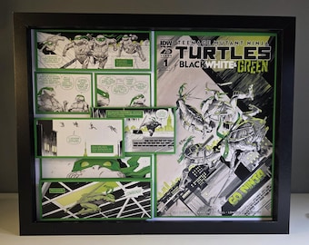 TMNT Black, White & Green #1 – 3D Layered Deconstricted Comic Shadowbox Art