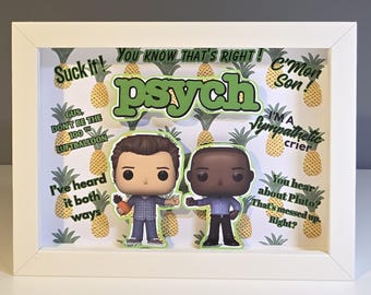 Psych TV show - Sean and Gus Catchphrases - 5x7 3D Shadowbox Art